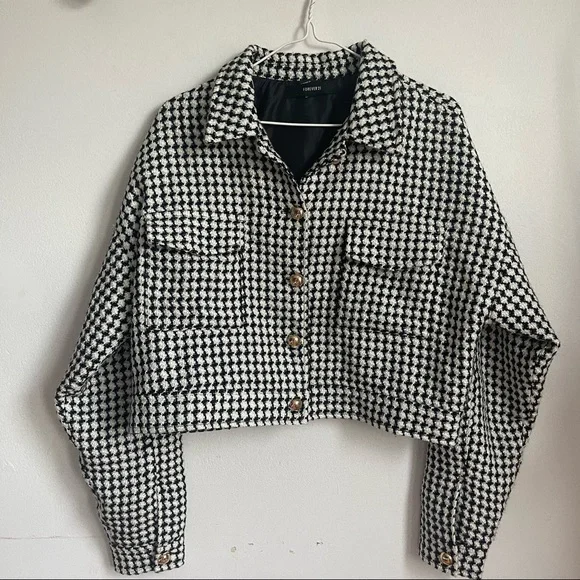 Forever 21 Black&White- tweed Cropped Blazer - Picture 3 of 5